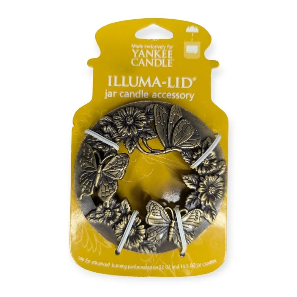 Yankee Candle Bronze Floral Butterfly Illuma-Lid NWT